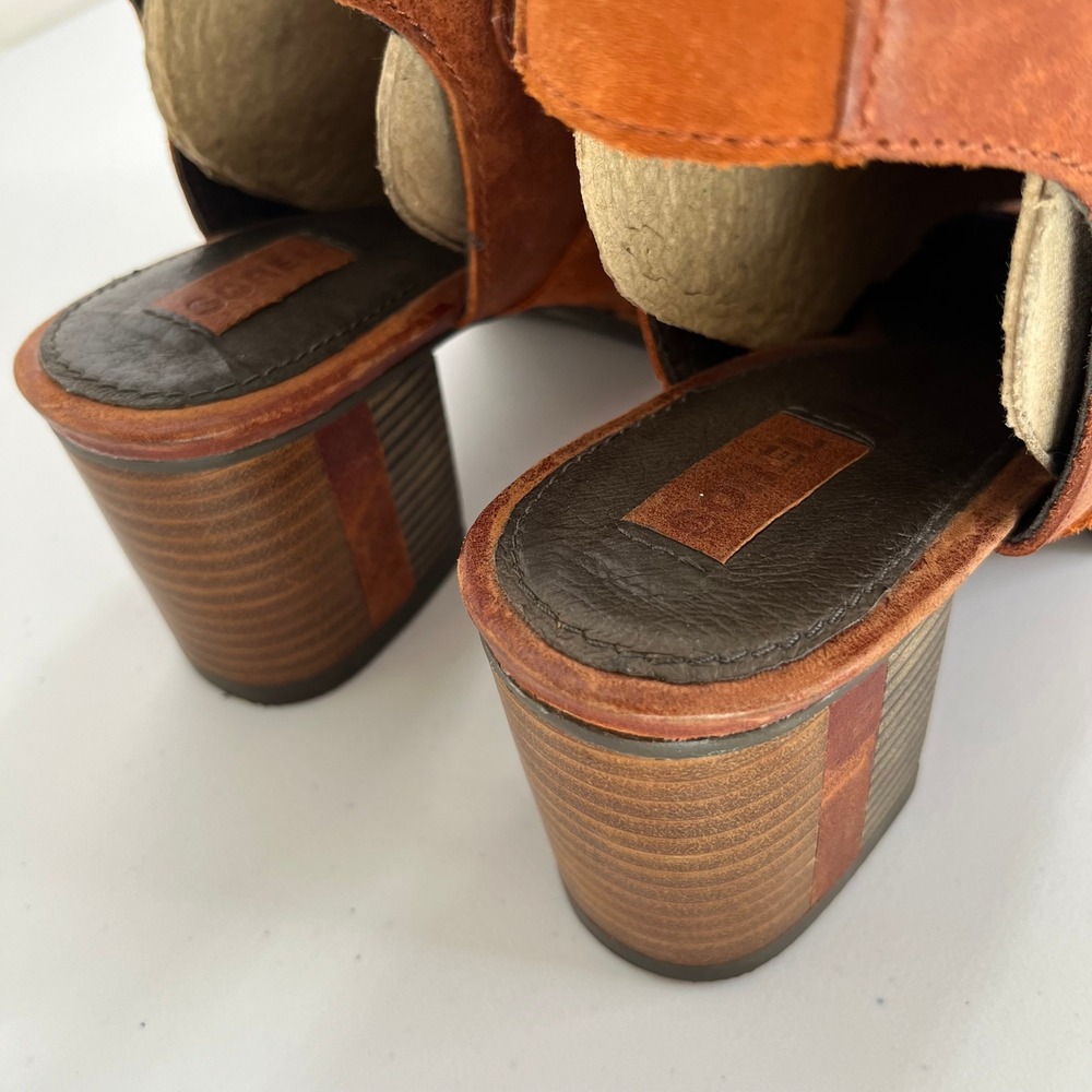 Sorel Addington Women's 7 Rust Brown Leather Lace Up Block Heel Sandals 659 - Picture 8 of 10